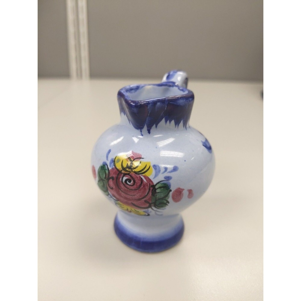 Vestal Blue Urn Floral Mini Vase signed Pottery Made in Portugal-VINTAGE 430